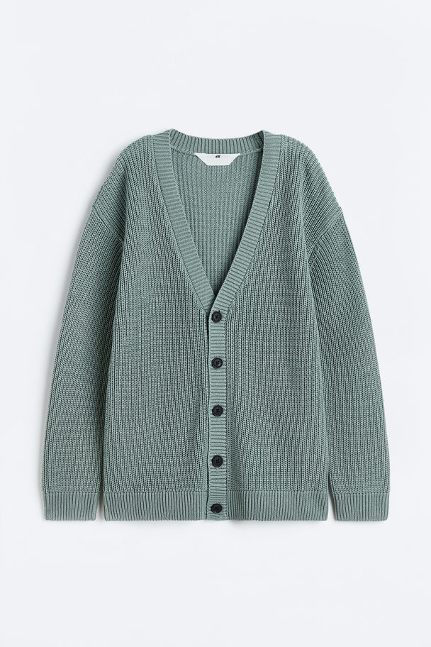 H&M Oversized Rib-knit Cardigan Mint Green