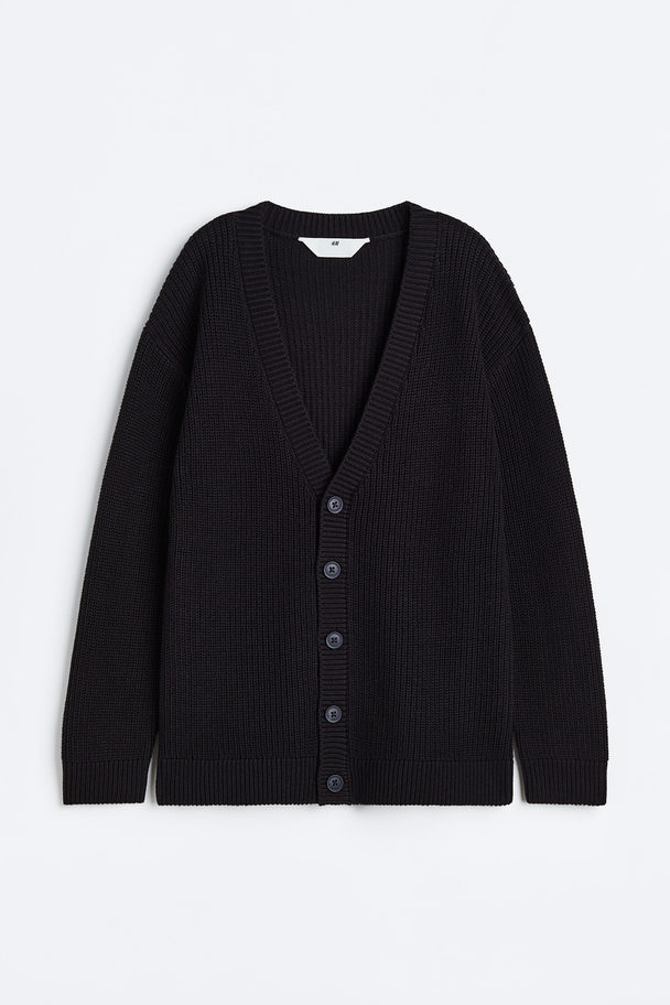 H&M Oversized Rib-knit Cardigan Black