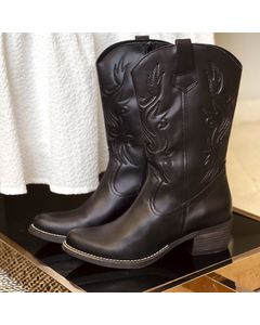 Tucson Black Leather Cowboy Boots