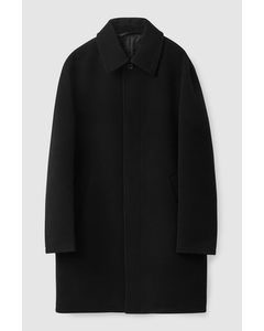 Single-breasted Wool Car Coat Black