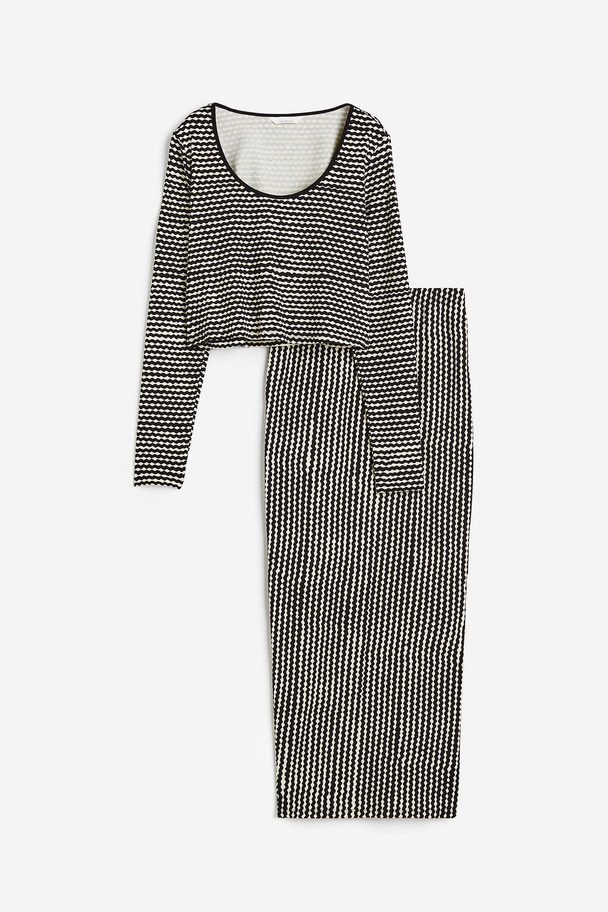 H&M Mama 2-piece Top And Skirt Set Black/striped