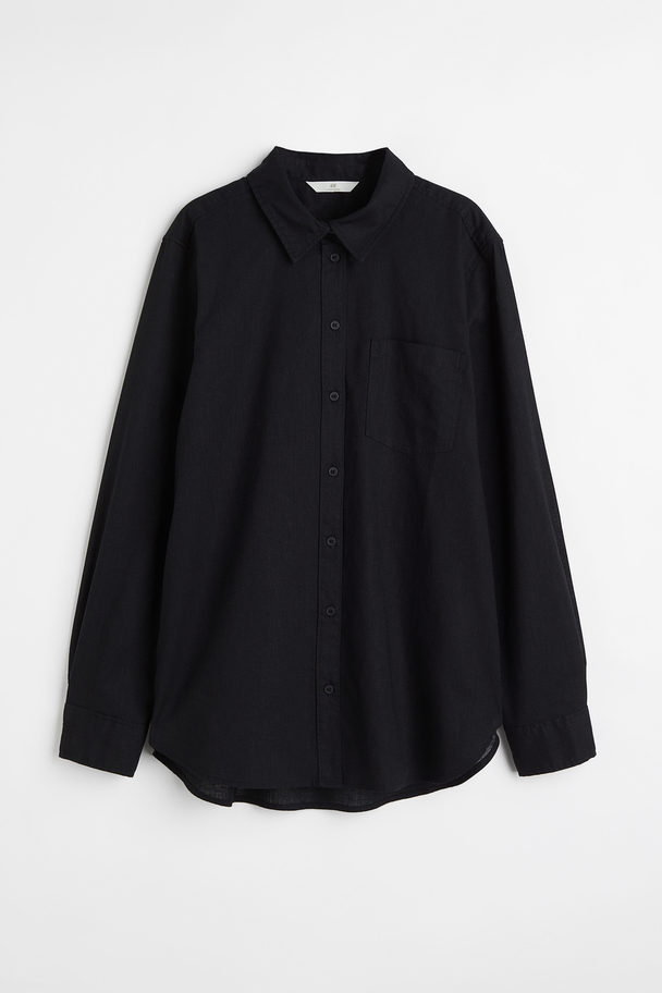 H&M Overhemdblouse Van Linnenmix Zwart