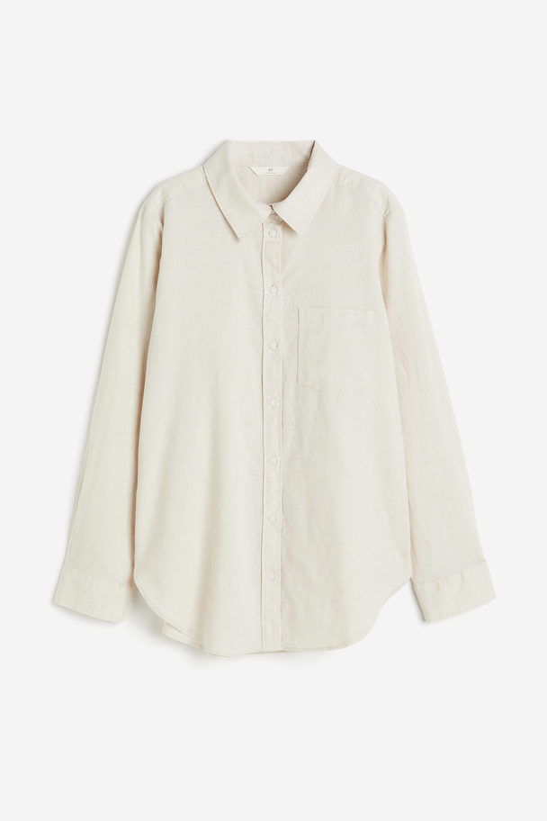 H&M Overhemdblouse Van Linnenmix Lichtbeige