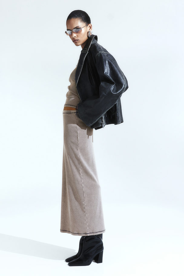 H&M Jersey Maxi Skirt Greige Marl