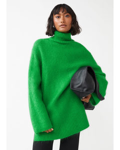 Oversized Knitted Turtleneck Jumper Green
