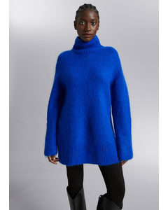 Oversized Knitted Turtleneck Jumper Bright Blue