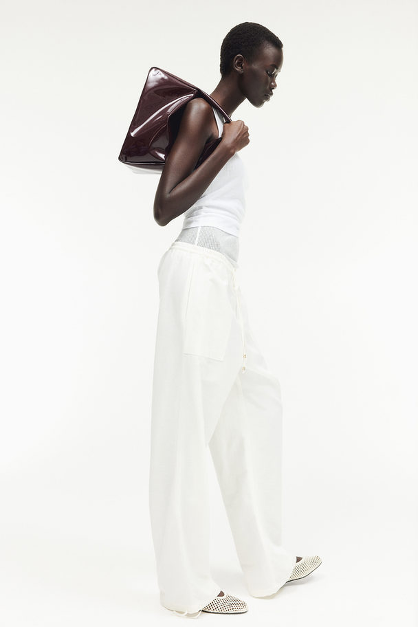 H&M Linen-blend Pull-on Trousers White