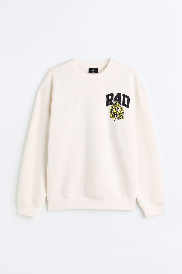 H&M Relaxed Fit Sweatshirt Cream/r4d