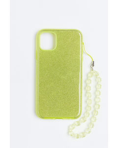 Glitterende Iphone-case Met Decoratie Geel