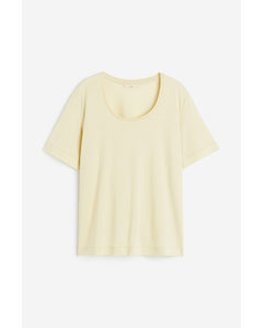 Silk-blend T-shirt Pale Yellow