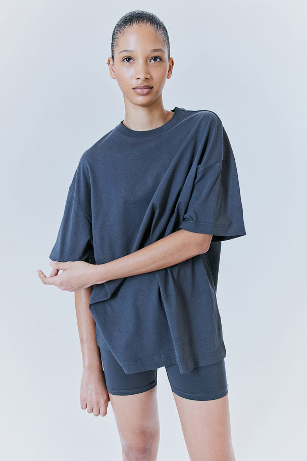 H&M Oversized T-Shirt Dunkelgrau