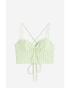 Cropped Bustier Top Light Green/checked