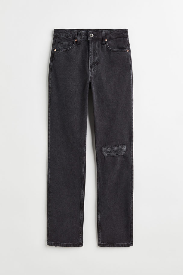 H&M Vintage Straight High Jeans Zwart
