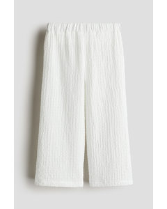 Crinkled Wide Trousers White