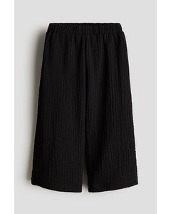 Crinkled Wide Trousers Black