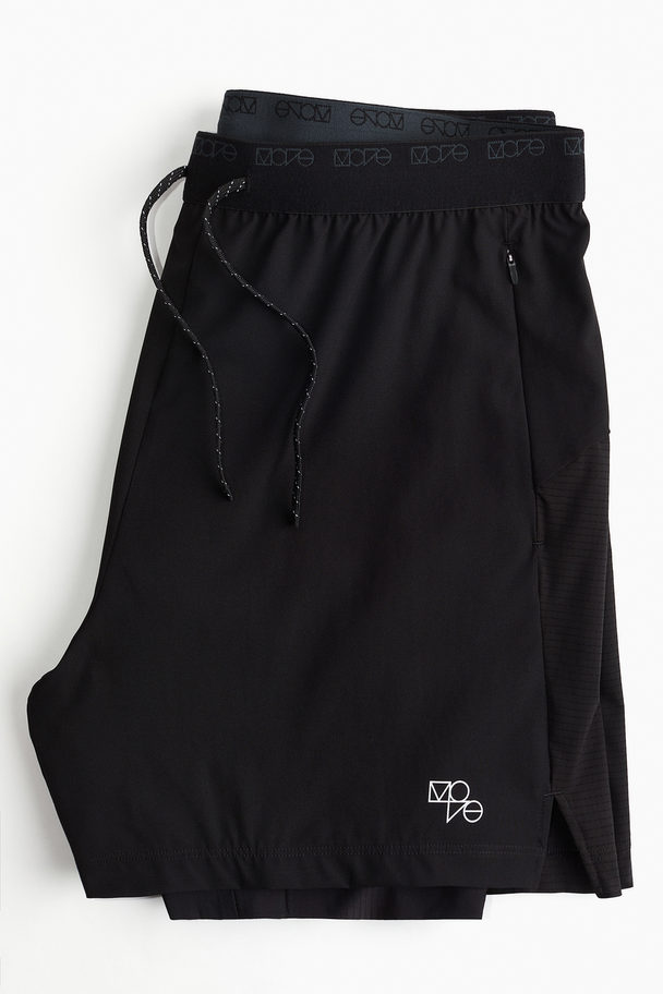 H&M DryMove™ Doppellagige Laufshorts Schwarz