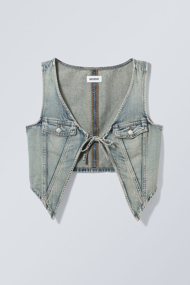Weekday Pearl Denim Vest Stained Blue