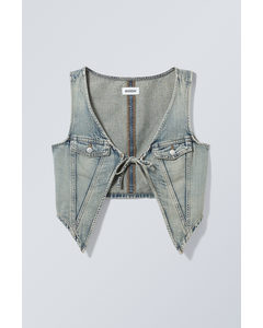 Pearl Denim Vest Stained Blue