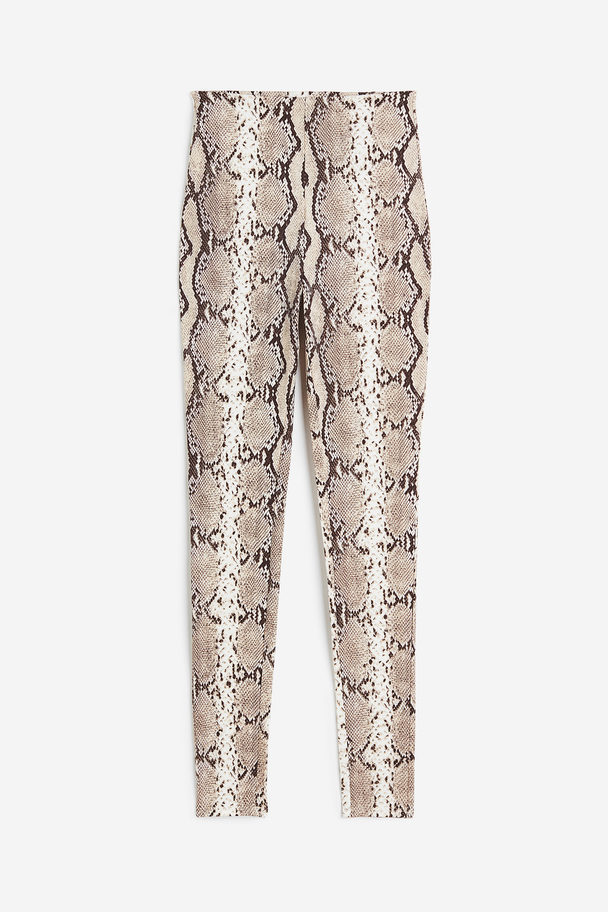 H&M Jersey Leggings Beige/snakeskin-patterned