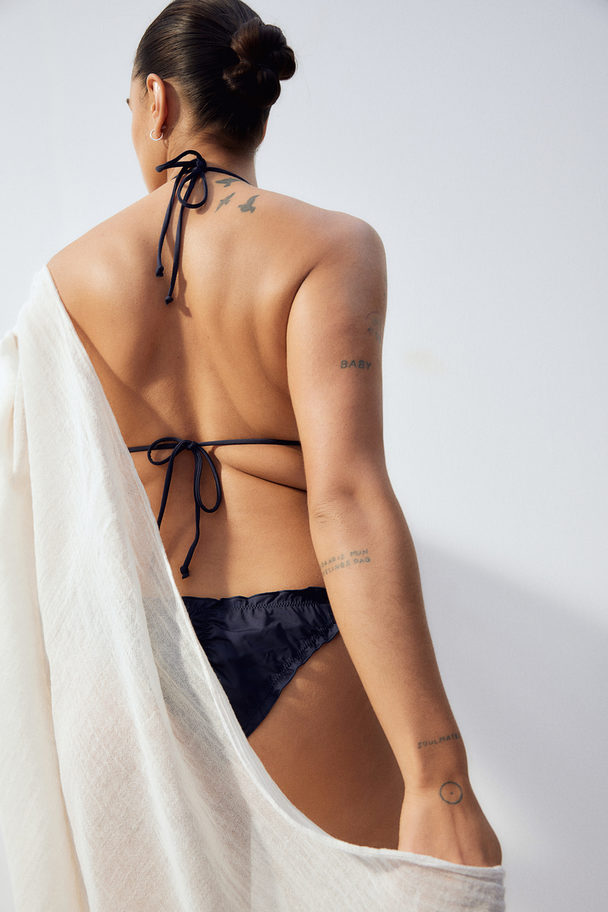 H&M Bikinihose Brazilian zum Binden Marineblau