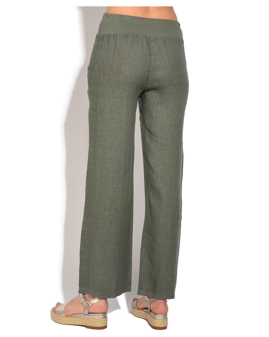 Le Jardin du Lin Fluid Straight Cut Pant With Pockets And Elastic Waistband
