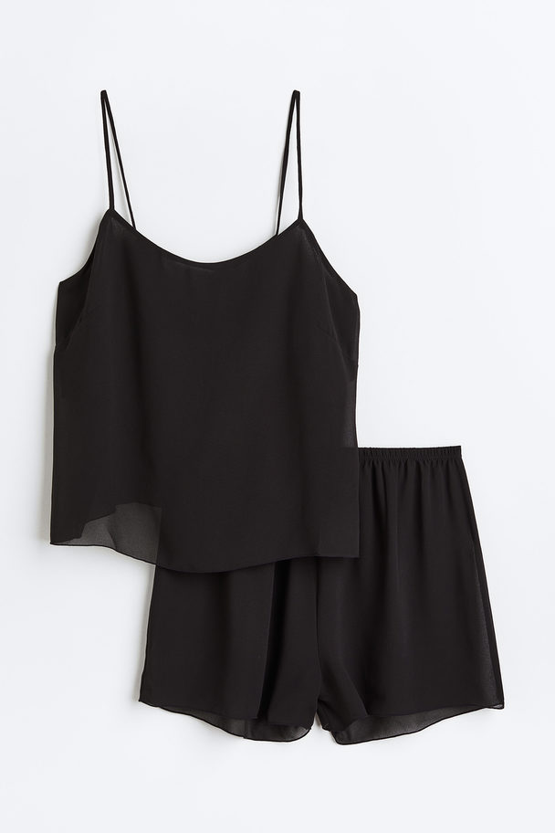 Pyjama Cami Top And Shorts Black Black – For 10 EUR