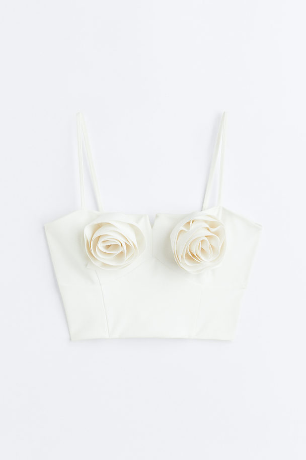 H&M Cropped Top With Appliqués White