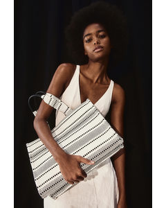 Cotton-blend Shopper Black/white Striped