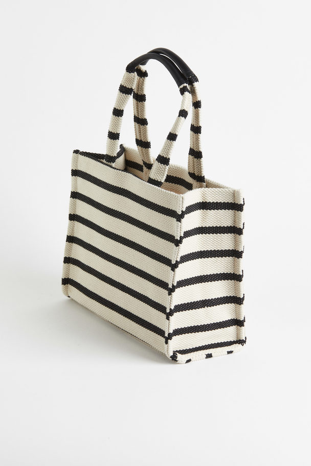 H&M Cotton-blend Shopper Black/striped