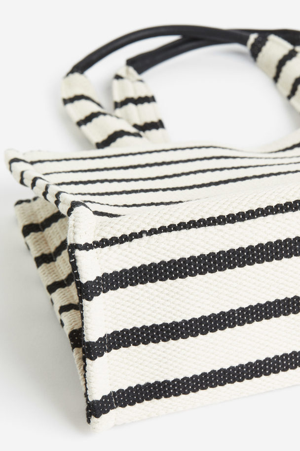 H&M Cotton-blend Shopper Black/striped