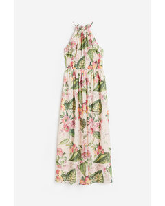 Long Chiffon Dress Light Beige/floral