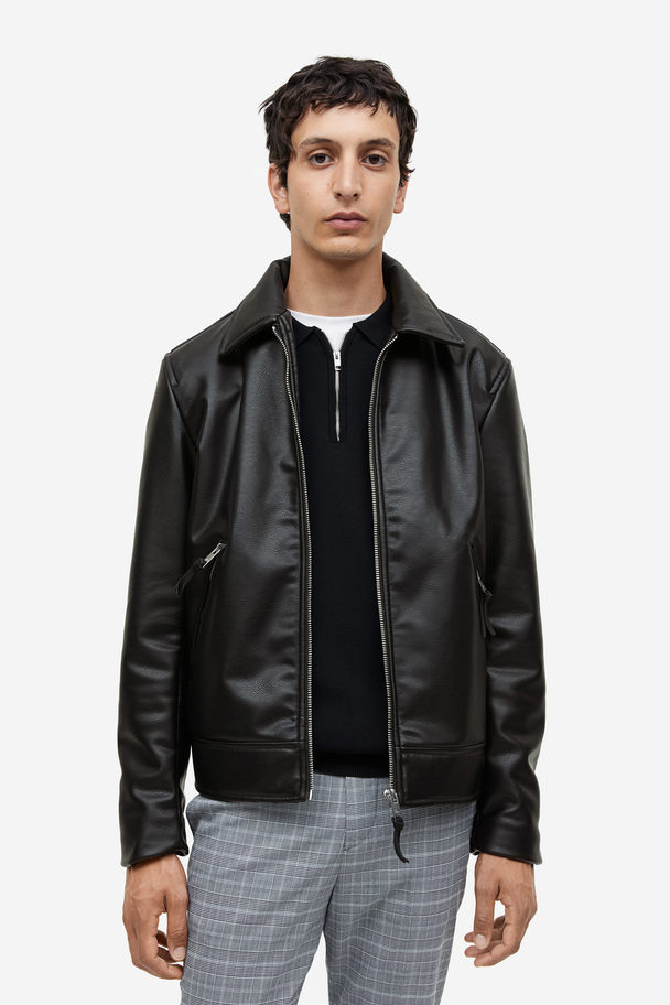 H&M Jacke mit Kragen Schwarz