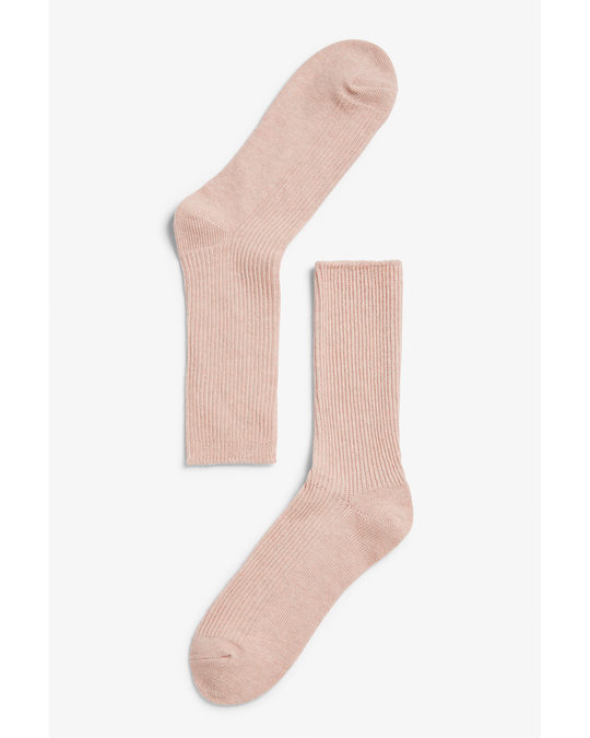 Monki Ribbed Knit Socks Dusty Pink