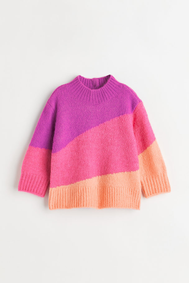 H&M Knitted Turtleneck Jumper Purple/peach Pink