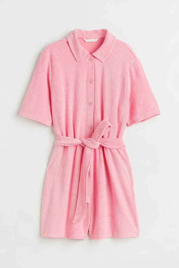 H&M Terry Playsuit Light Pink