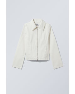 Distressed Twill Jacket White