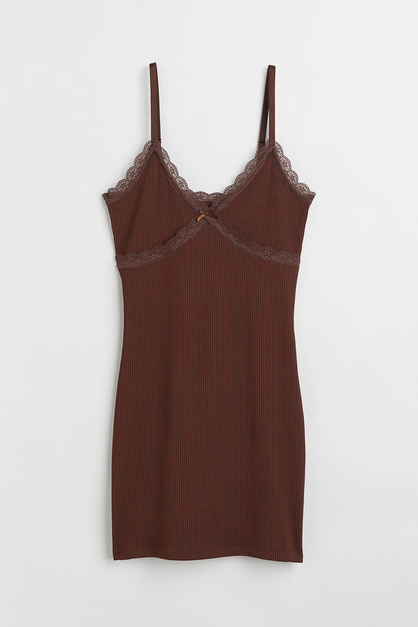 H&M Ribbed Bodycon Dress Brown