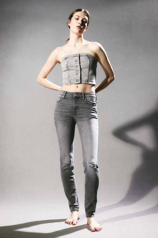 H&M Skinny Regular Ankle Jeans Grau