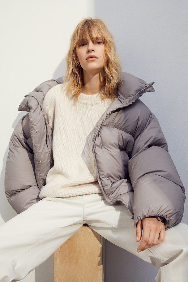 H&M Oversized Down Puffer Jacket Greige