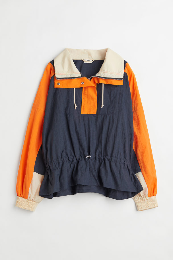 H&M Foldable Popover Jacket Navy Blue/orange