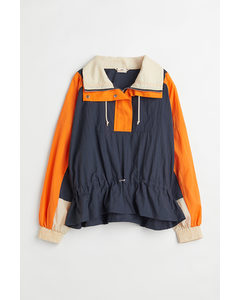 Foldable Popover Jacket Navy Blue/orange