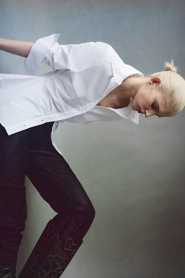 H&M Bluse mit Schulterpolstern Weiß