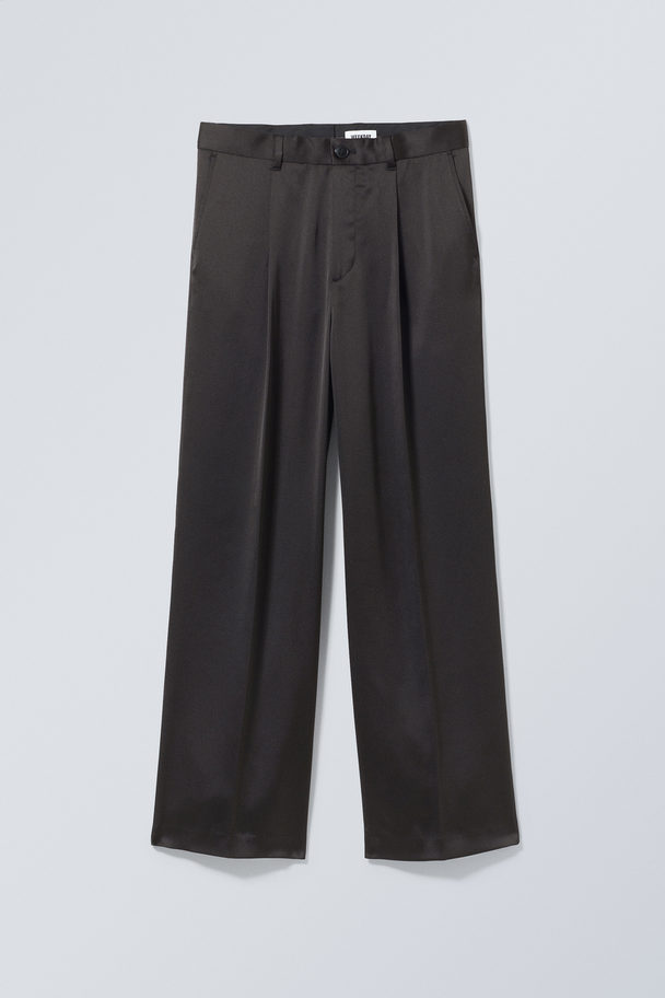 Weekday Uno Loose Shiny Trousers Black