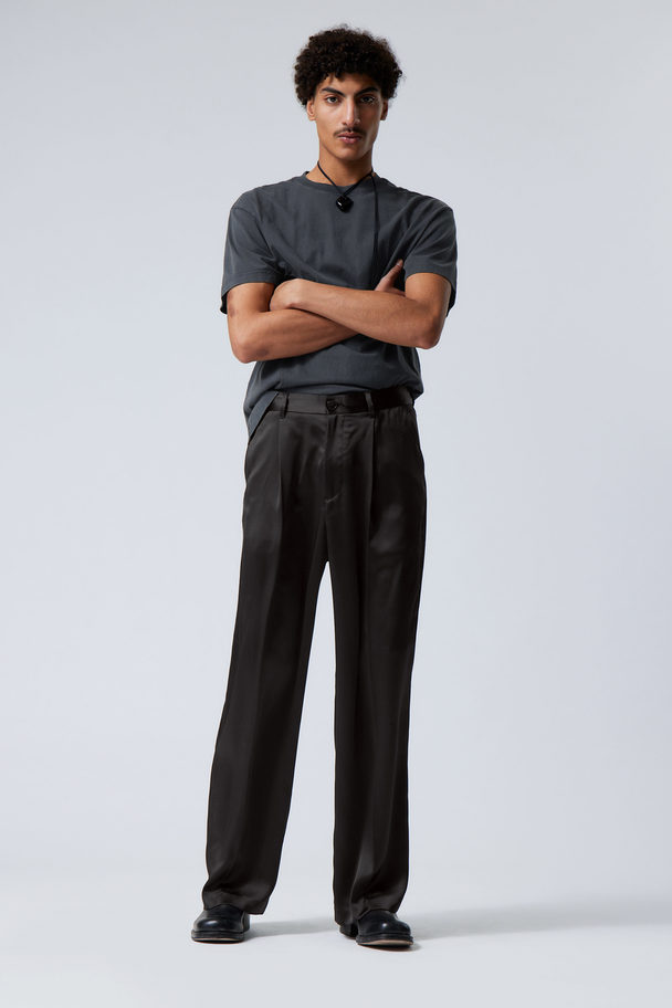 Weekday Uno Loose Shiny Trousers Black
