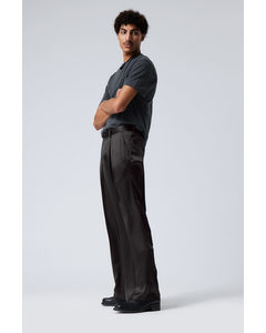 Uno Loose Shiny Trousers Black