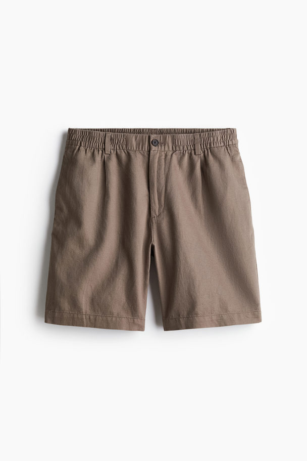 H&M Shorts aus Leinenmix in Relaxed Fit Dunkelbeige