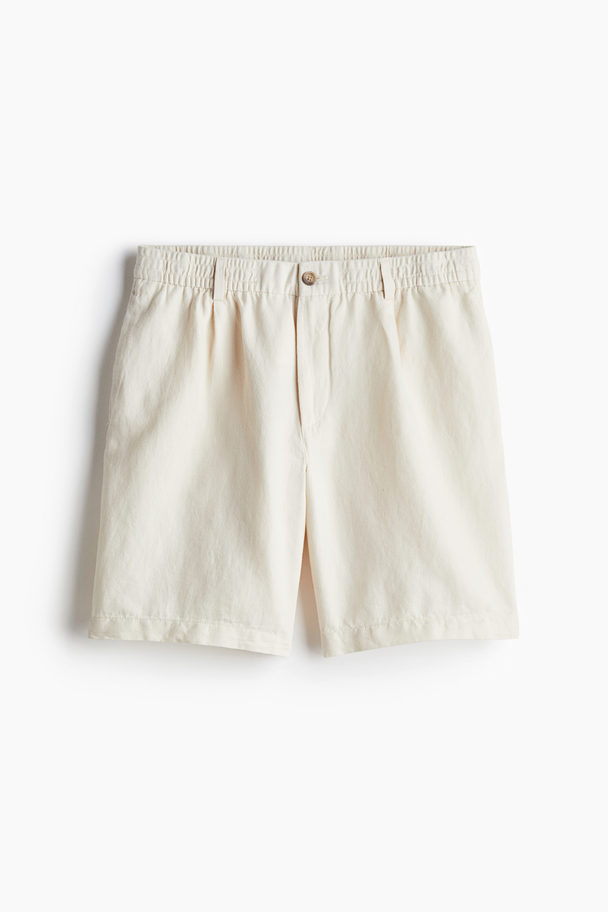 H&M Shorts aus Leinenmix in Relaxed Fit Weiß