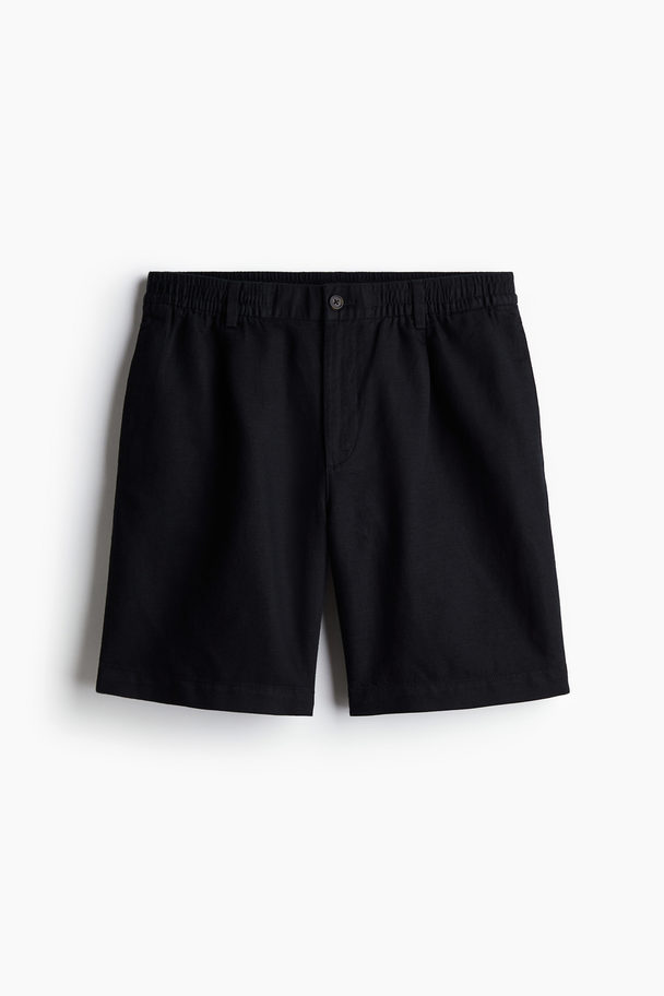 H&M Short Van Linnenmix - Relaxed Fit Zwart