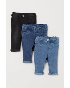 3er-Pack Skinny Fit Jeans Blau