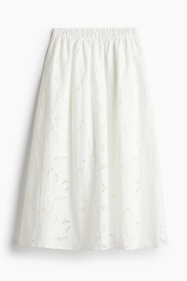 H&M Rok Met Broderie Anglaise Wit